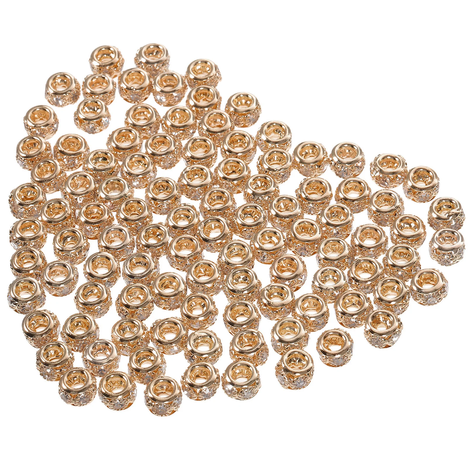 

100Pcs Alloy Rondelle Spacer Beads Rhinestone Inlaid for Necklace Bracelet DIY Jewelry Making Supplies Beads for Jewelry Making