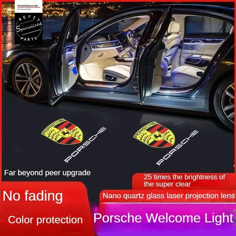 Untuk Porsche lampu selamat datang definisi tinggi asli Cayenne Macan Panamera 718 911 lampu sekitar proyeksi pintu Boxster Cayman