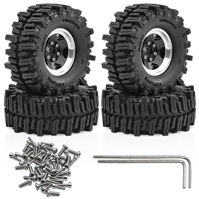 1.3 Beadlock Wielen en Banden voor RC Crawler Auto 1/18 TRX4M FCX18,1/24 SCX24 FCX24, RC Truck Wielen en Banden