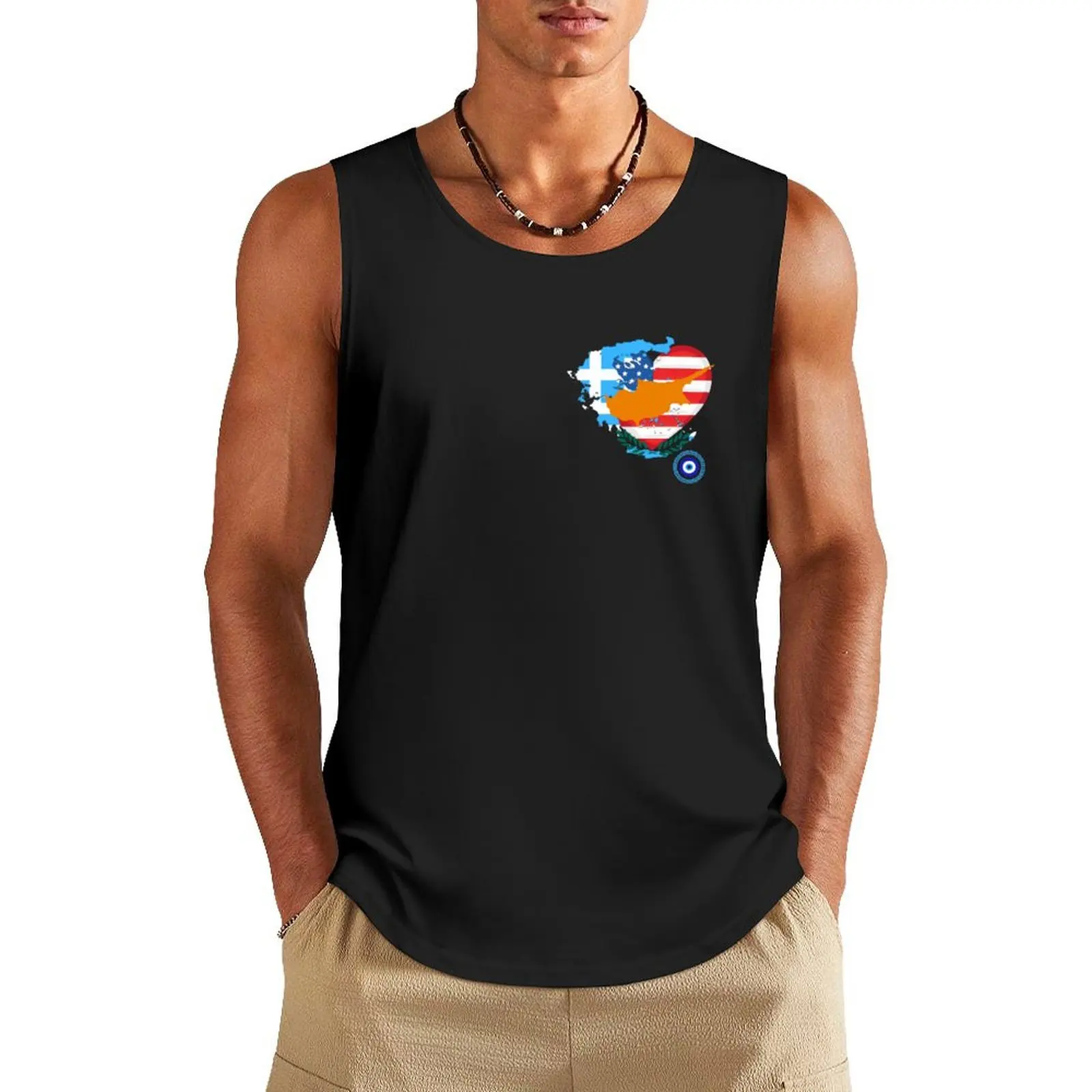 GREECE CYPRUS USA Tank Top Men's fitness t-shirt clothes for men Men's sleeveless basketball