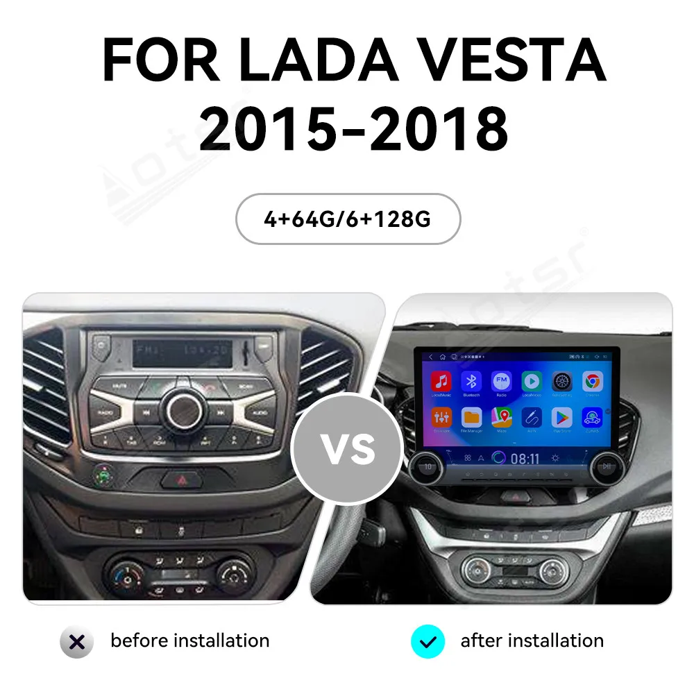 13.3‘’ Car Accessories Android Double Knob Screen For LADA VESTA 2015 2016 2017 2018 Multimedia Player GPS Navigation Head Unit