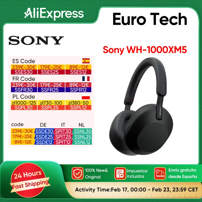 Sony WH-1000XM5 Cuffie wireless con cancellazione del rumore Batteria da 30 ore Processore integrato