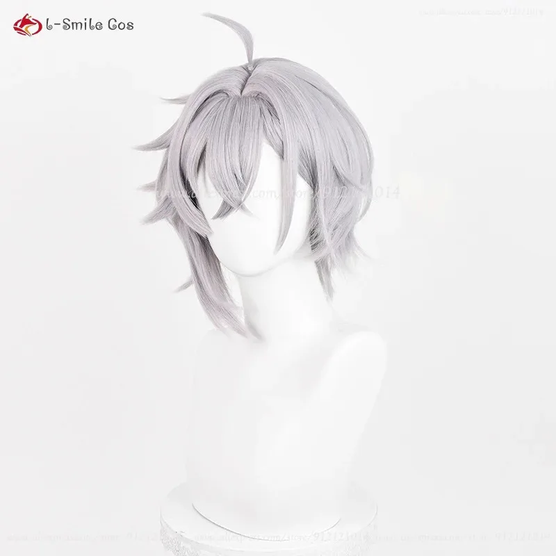 Peluca Moze Cosplay 30cm peluca gris plateada Moze Anime Cosplay pelucas de Anime pelo sintético resistente al calor pelucas Unisex de Halloween