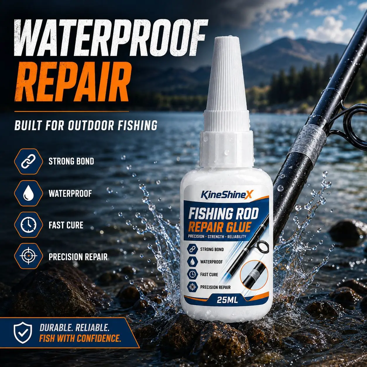 Fishing Rod Repair Glue 25ml – Strong Bond for Rod Tip, Guide Ring, Crack & Wrap Repair, Waterproof, Fast Cure, Precision Nozzle view 6