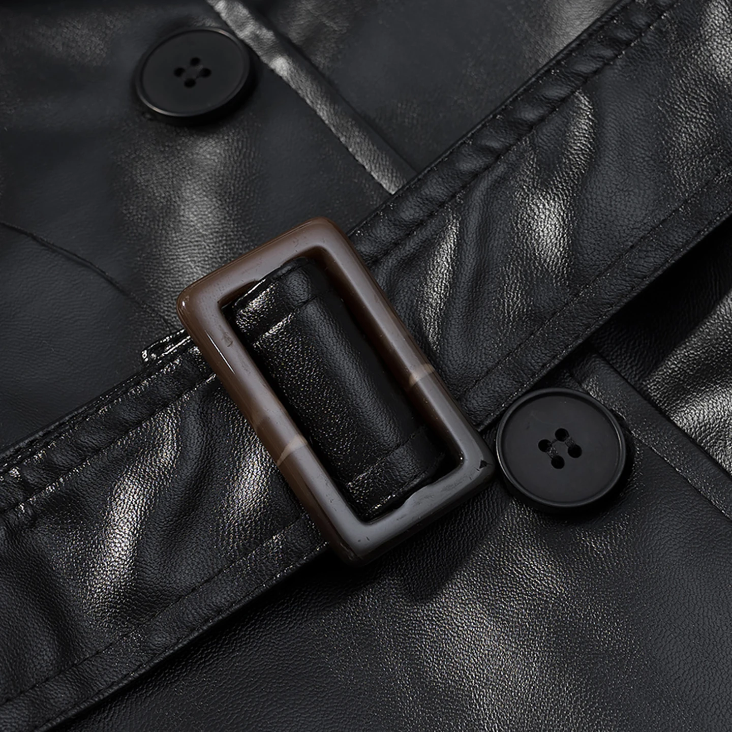 Faionable Abrigo largo de cuero para mujer Sle Personali Temperamento Invierno Nueva llegada Abrigo Abrigo Ele Commute Windbre...