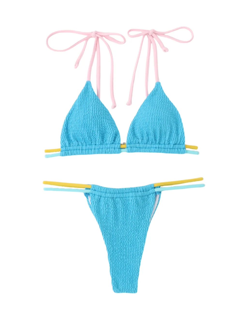 Seksowne czarne bikini zestaw kolorowe paski damski strój kąpielowy letnie słodkie stroje kąpielowe dwuczęściowe stroje kąpielowe wakacyjne stroje kąpielowe strój kąpielowy