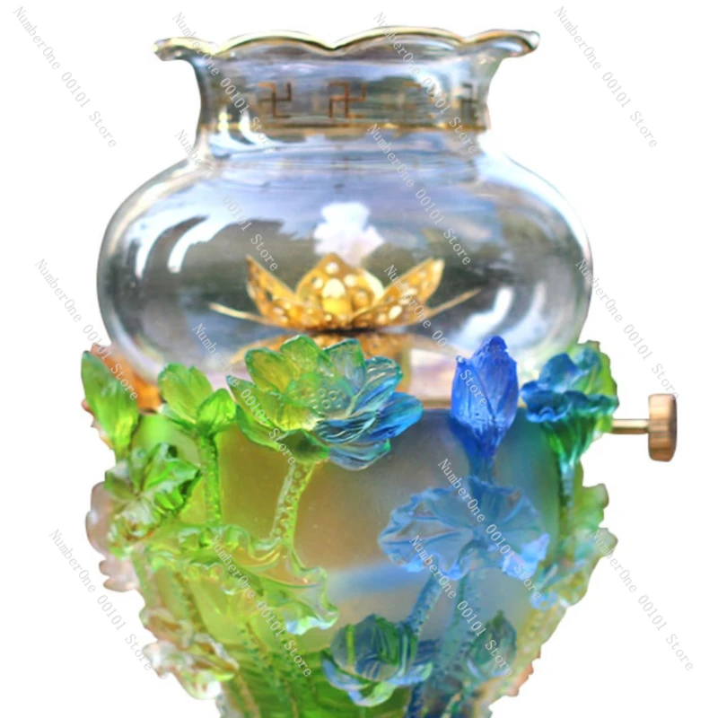 

Colored Glaze Butter Lamp Liquid Lotus Pilot Lamp Buddhist Ritual Instruments Ornaments
