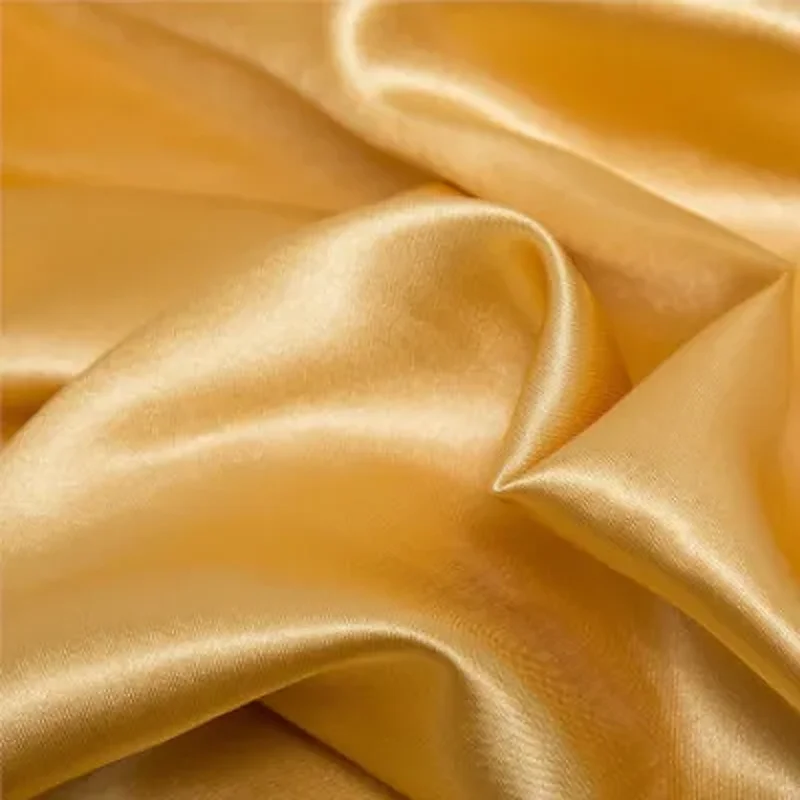 Imitated Silk Satin Fabric By the Yard Lining Cloth Material for Sewing Dress,Curtain,Solid Black White Blue Gold Green