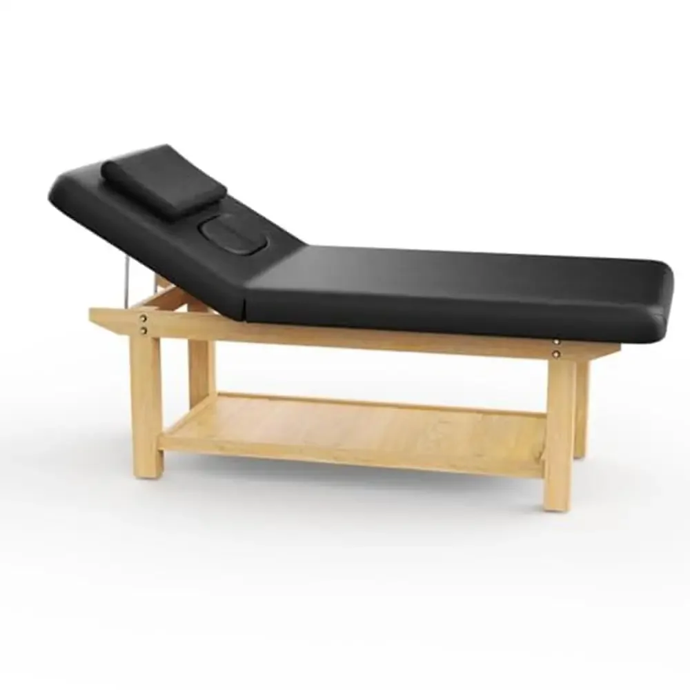 Wooden Stationary Massage Table Treatment Physical Therapy Table Spa Bed PU Leather Chest Opening Design 31.5'' W x 75'' L Heavy