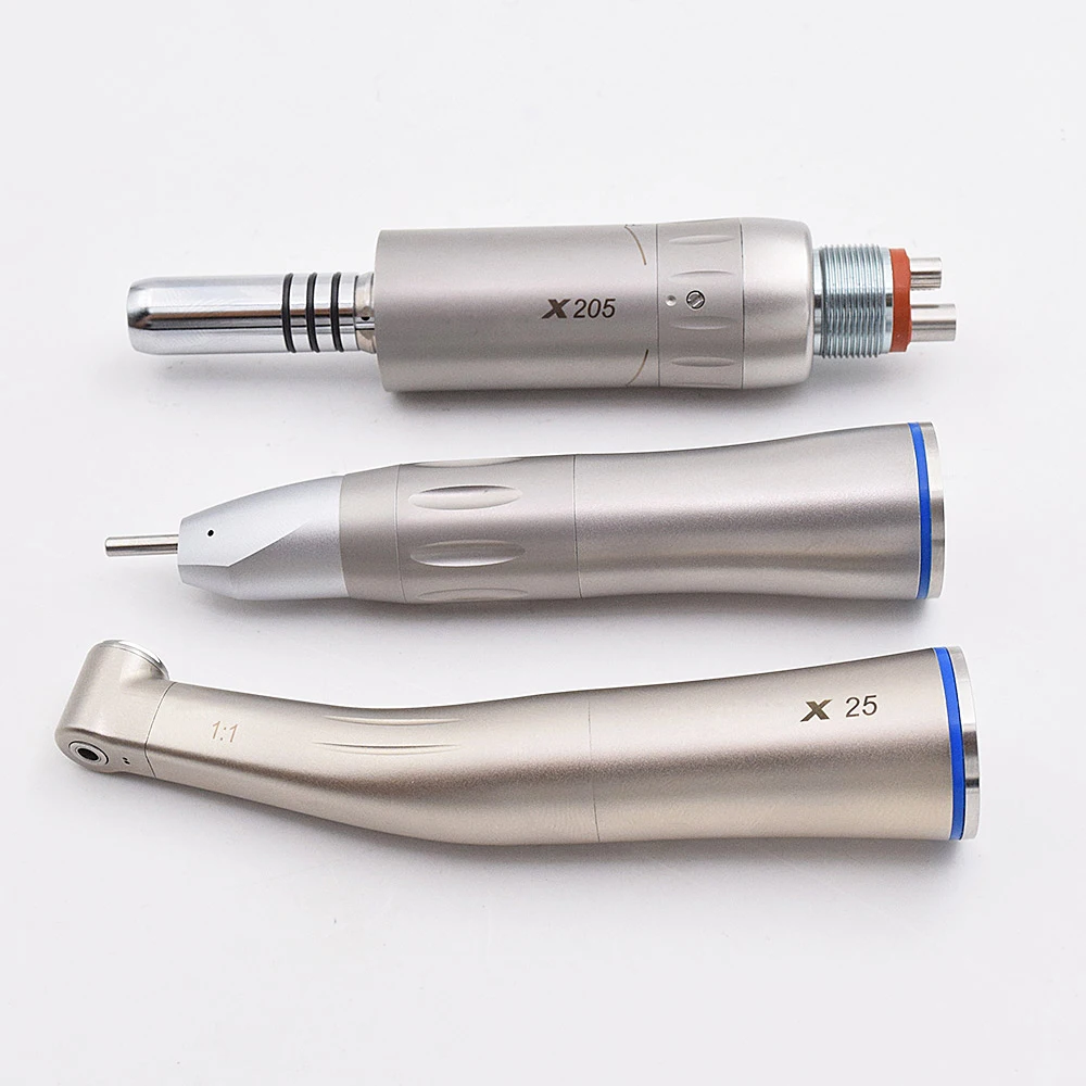 Dental Fiber Optic Contra Angle Handpiece reto, baixa velocidade, 6 furos, Rotor de ar, ferramentas do instrumento, X25L, X65L, X205L