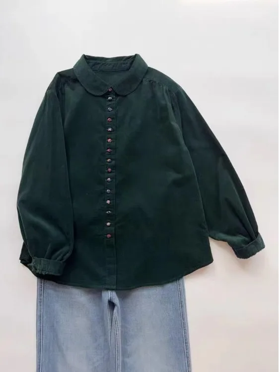 

Женский модный повседневный топ в клетку из чистого хлопка в стиле ретро, глубокий цвет, осенне-зимний модный повседневный топ от Meimei Da