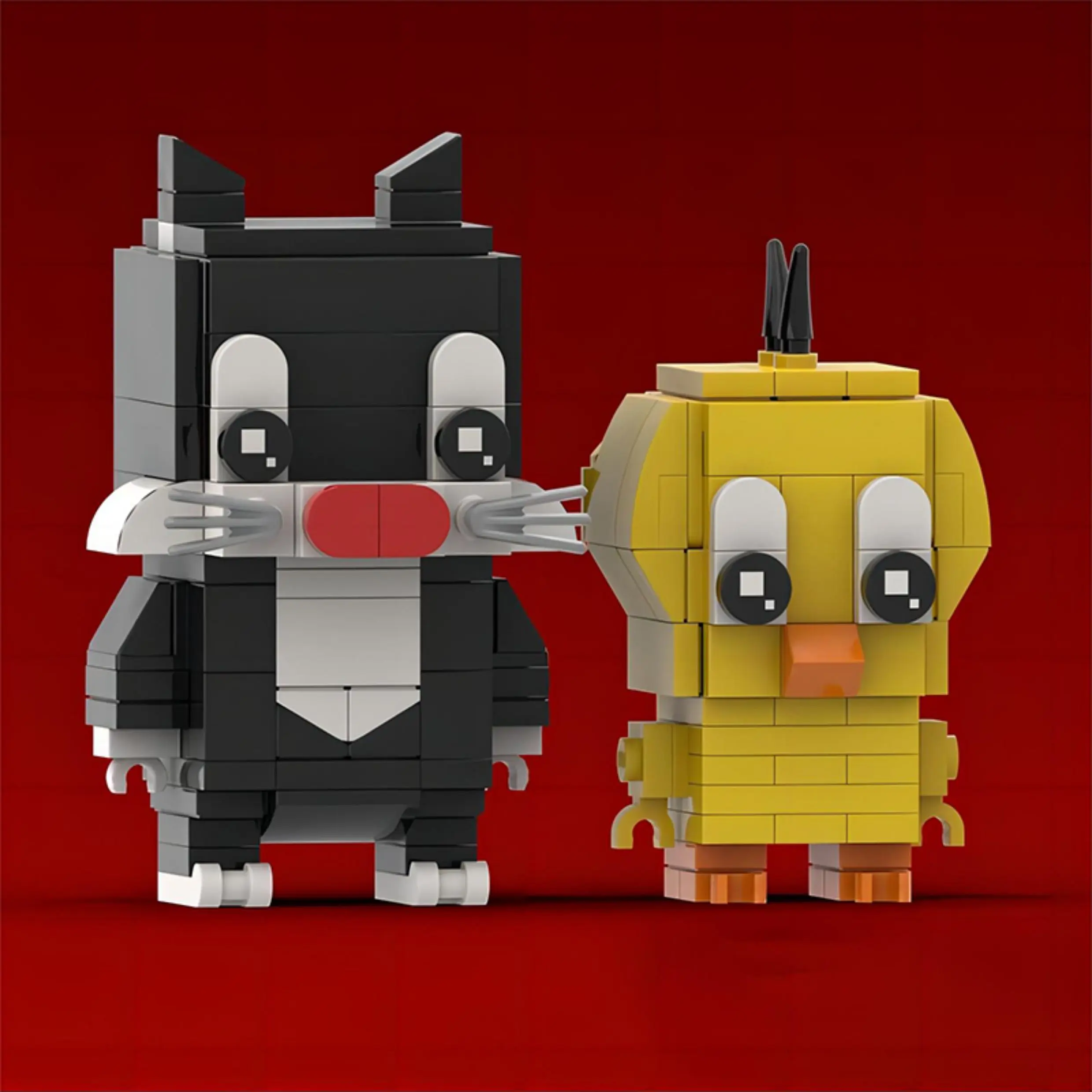 DIY Kids Puzzle Assembly Toys Birthday GiftAnime Character Rabbit Building Blocks MOC Cartoon Rabbit Piggy Chick Doll Model