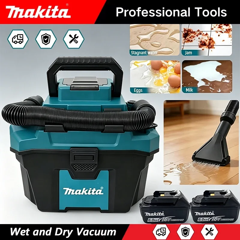 Makita Akku-Staubsauger Bodenreinigungsgerät Nass- und Trockensauger für Zuhause und Werkstatt Li-Ionen-Akku-Staubsauger