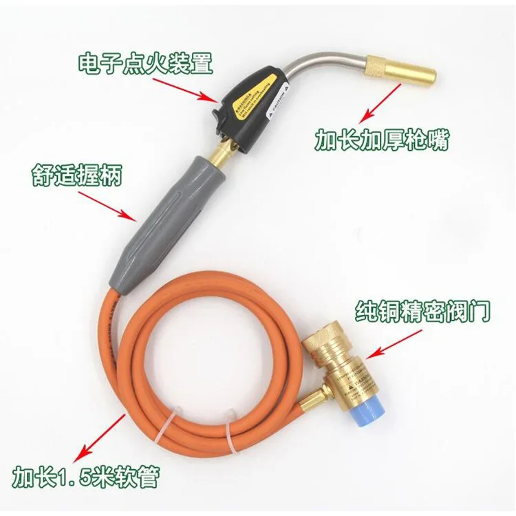 Mapp Torch Gas Welding Piezo Ignition Flame Brazing Tool 1.5m Hose CGA600 BBQ Heating Quenching HVAC Plumbing Welding Torch