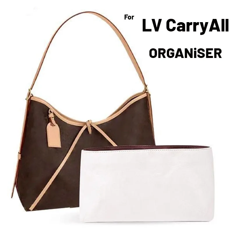 For LV Carryall MM PM Felt Cloth Insert Bag With YKK Zipper Fit Luxury Handbag Cosmetic Bag Travel Mommy Bag DuPont Paper Liner