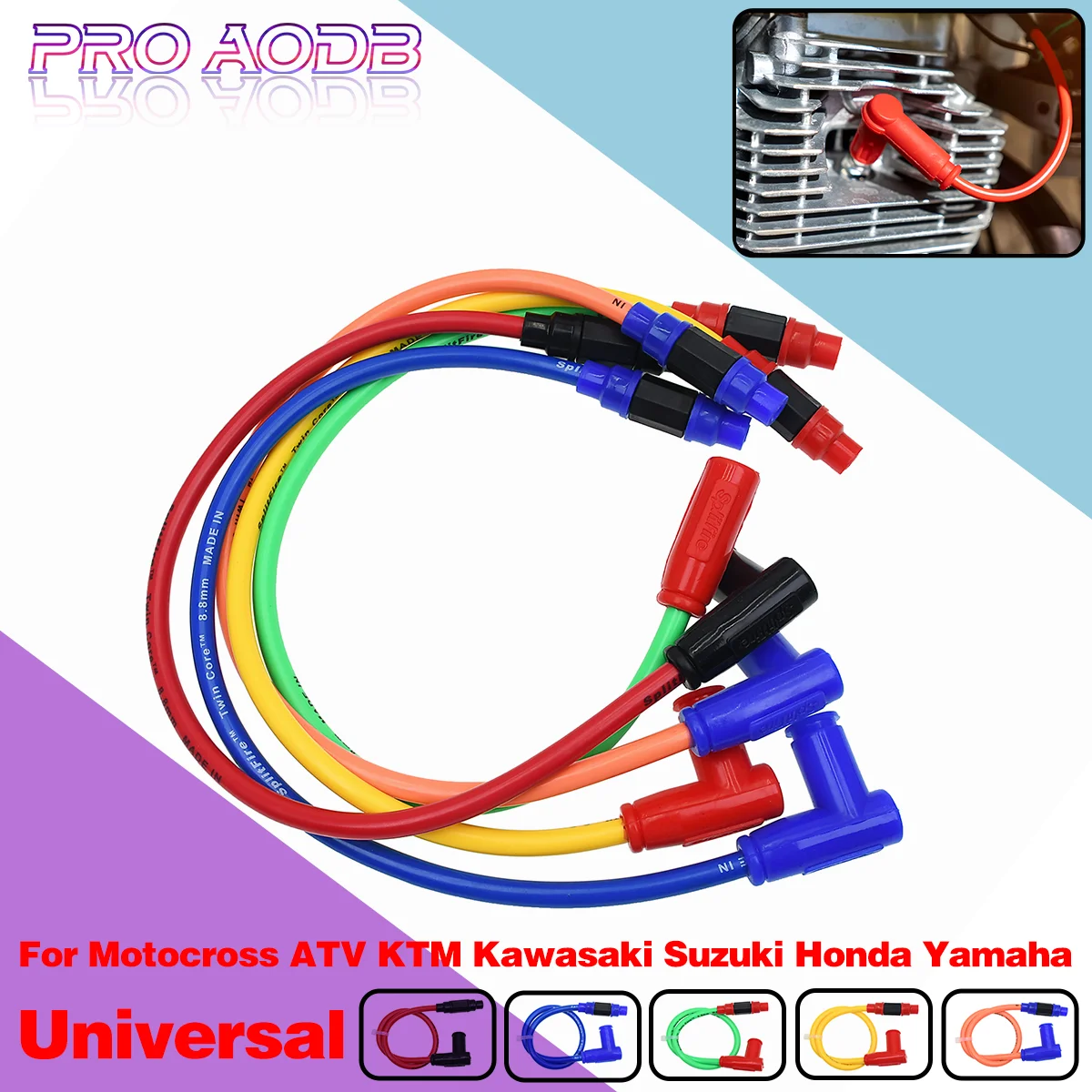 

Universal Motorcycle Ignition Coil Spark Plug Iridium Power Cable For Yamaha Honda Kawasaki Dirt Bike Go Kart ATV Scooter Moped