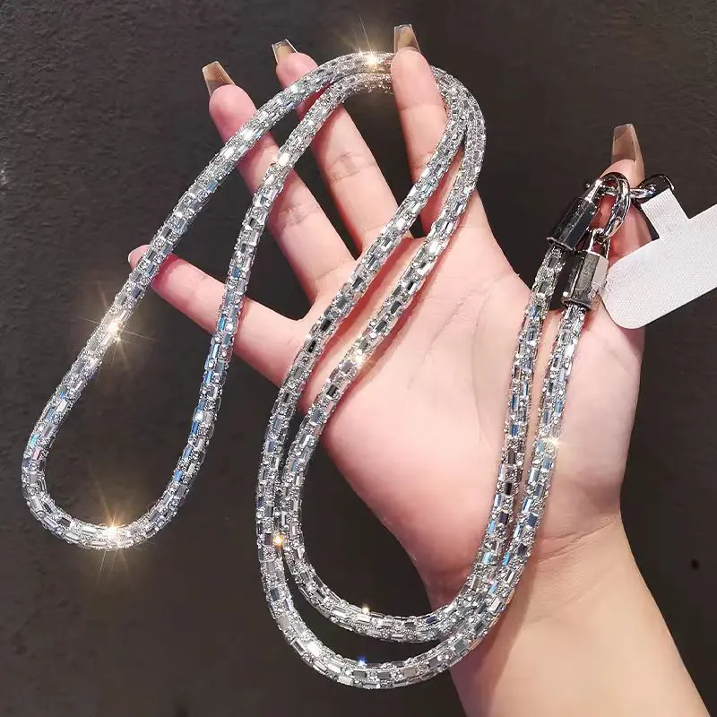 

Роскошный ремешок для телефона с кристаллами и стразами, блестящий, с бриллиантами, защита от потери, шнурок-цепочка, аксессуар для чехла телефона