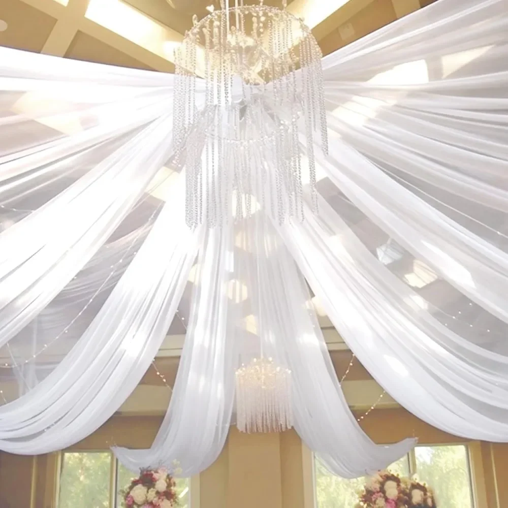 

5ftx20ft Ceiling Drapes for Wedding, Chiffon Sheer Fabric Arch Draping Curtains, 6 Panels Ceiling Drapes