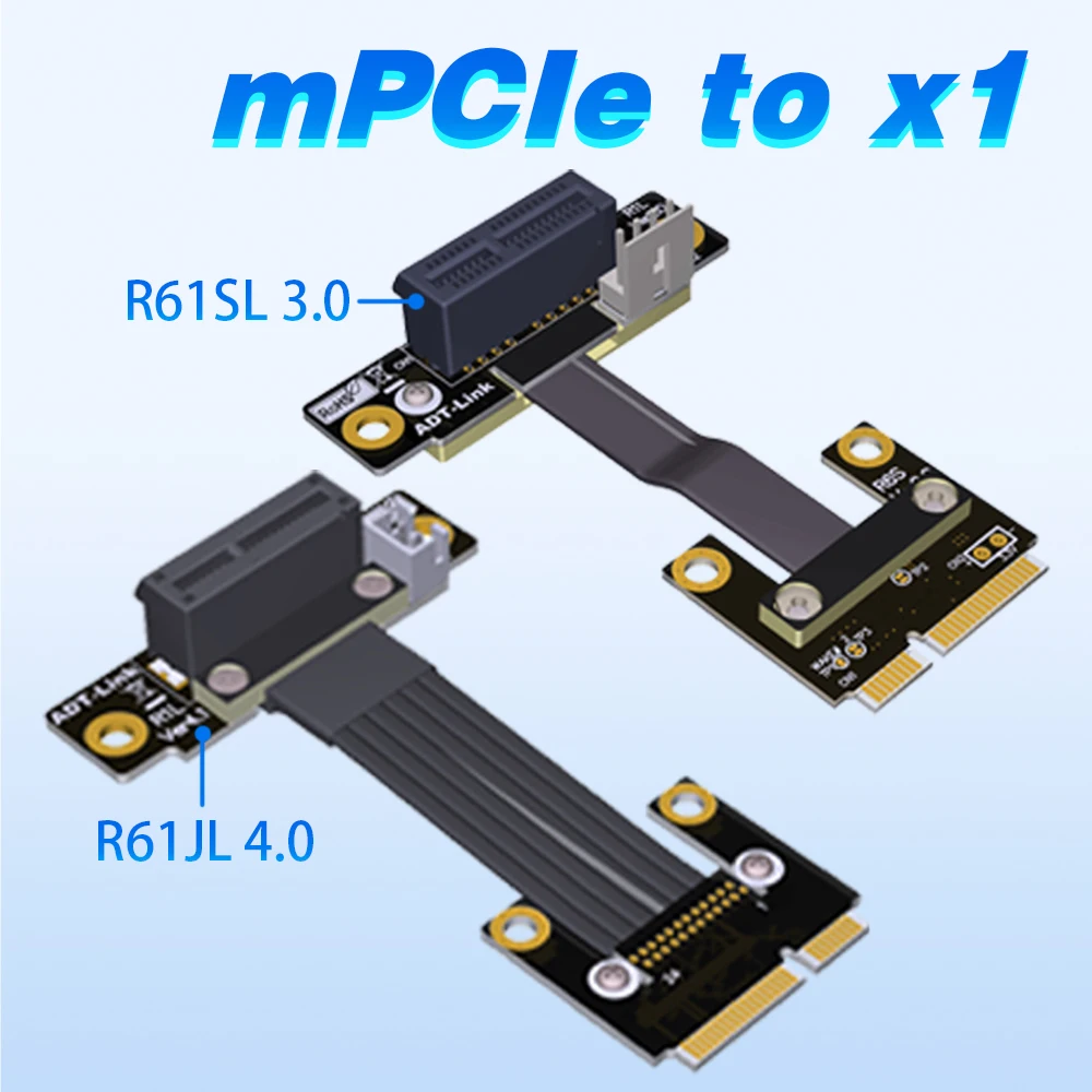 ADT R61 Mini PCIe To PCIe 4.0 3.0 X1 Extension Cable Riser PCI Express 1x for Notebook Industrial Control Wireless Network Card