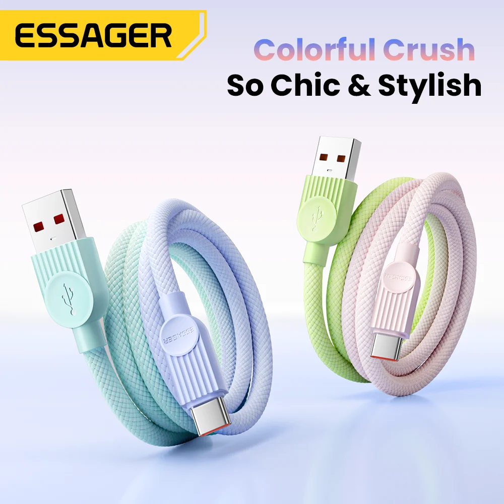 Essager 7A USB-A TO Type-C Cable Two-color Fast Charging Cable For Xiaomi Huawei OPPO VIVO Honor Macaron Fast Charge Data Cord
