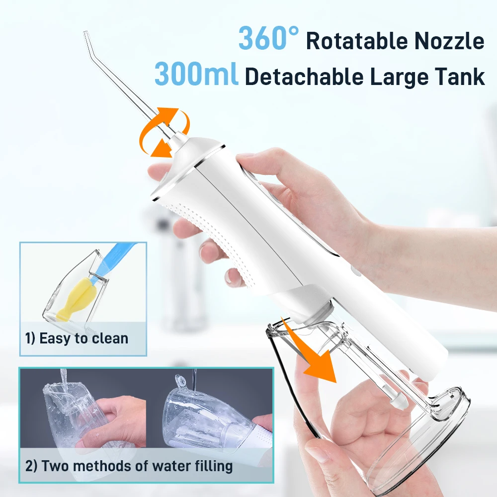 Schoben Original Electric Oral Irrigator Dental Water Flosser 1400 Times/Min Portable Teeth Flusher Water Pick Tooth Cleaner