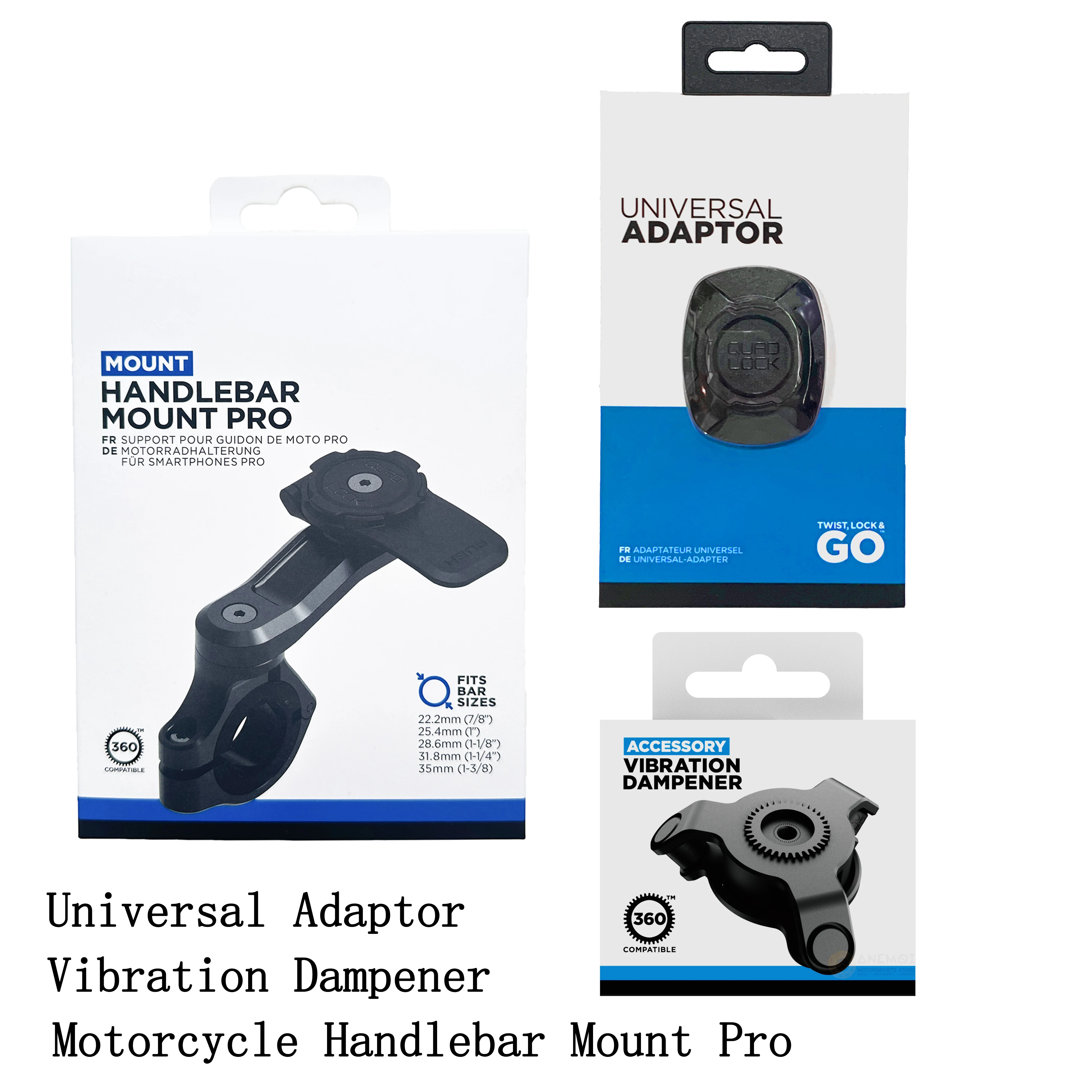 

Motorcycle Phone Bracket Kit-Motorcycle Handlebar Mount Pro+Vibration Dampener+Universal Adaptor