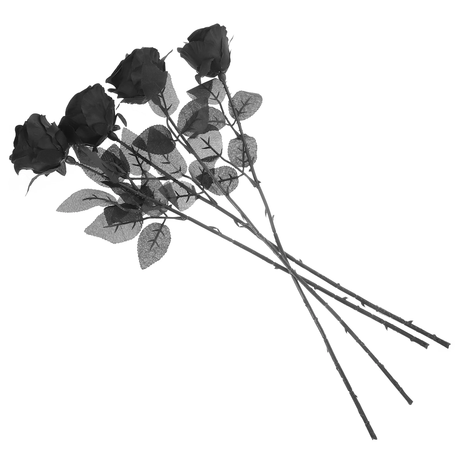 

4pcs Artificial Black Rose Flowers High Simulation Silk Material Room Decor Home Office Shop Faux Flower Long Lasting