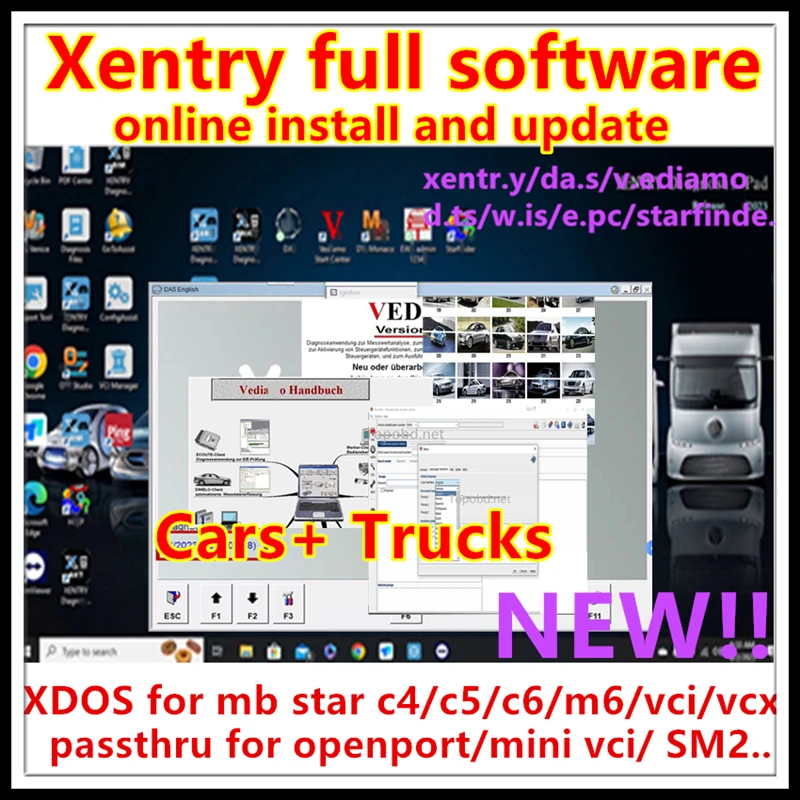 2023.12 Xentry full Diagnostic Software for Mersedes Benz xentry das vediam.o dt.s wis epc starfinde.r online install and update