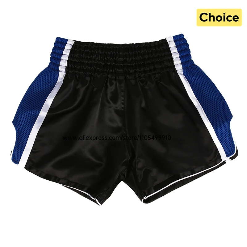 Plain Muay Thai Boxing Shorts Adult Kids Boxing Shorts Mesh Panel Martial Arts Kickboxing MMA Fight Training Competition Pants