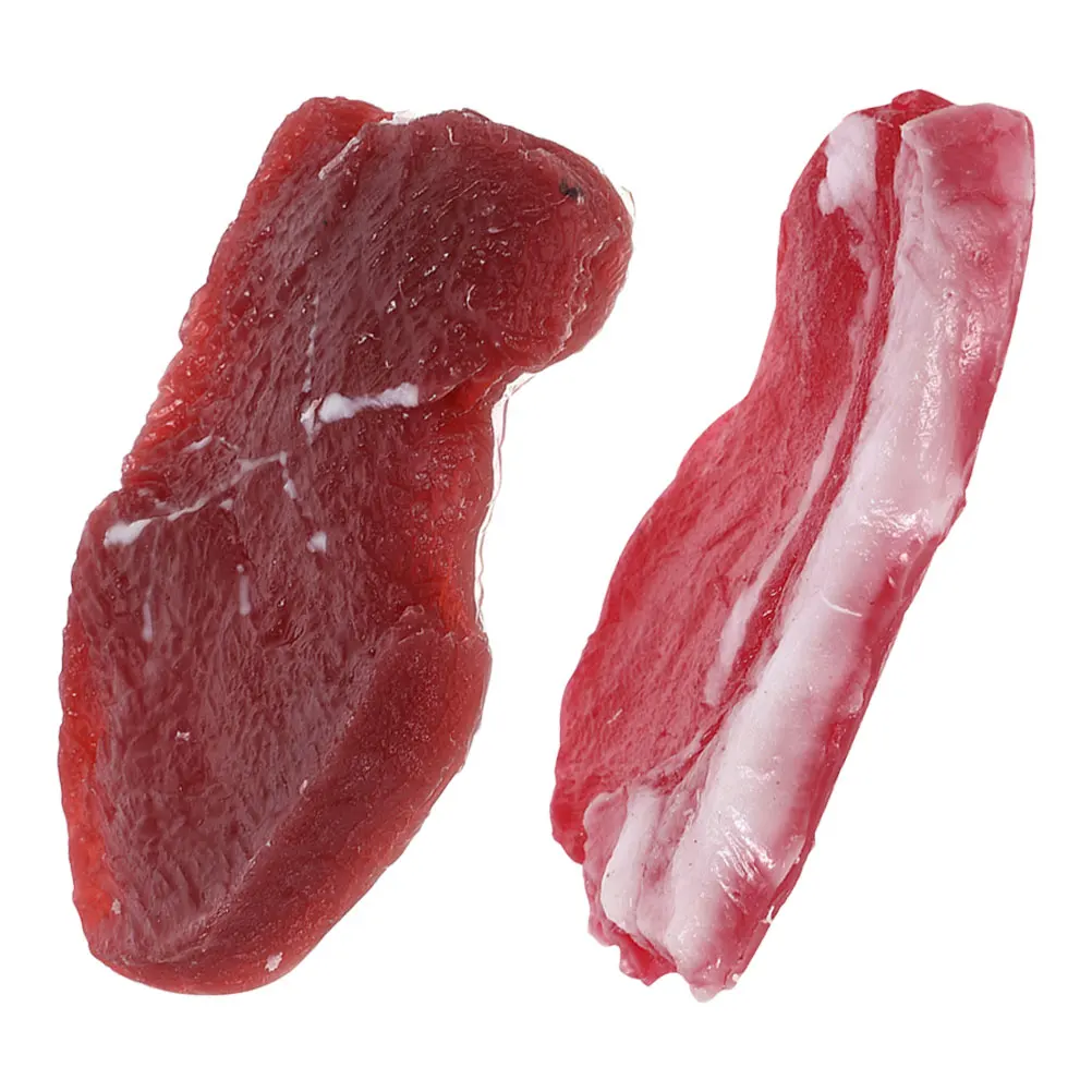 2pcs Simulation Pork Beef Fake Food Kitchen Props Realistic Meat Models for Photography Decor Home Use Safe Toys