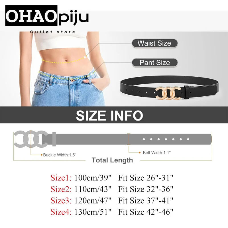 2024New Luxury Gold Buckle Genuine Leather Belt Women Fashion Cowskin Thin Metal Black White Belts Female Jeans Dress Waistband