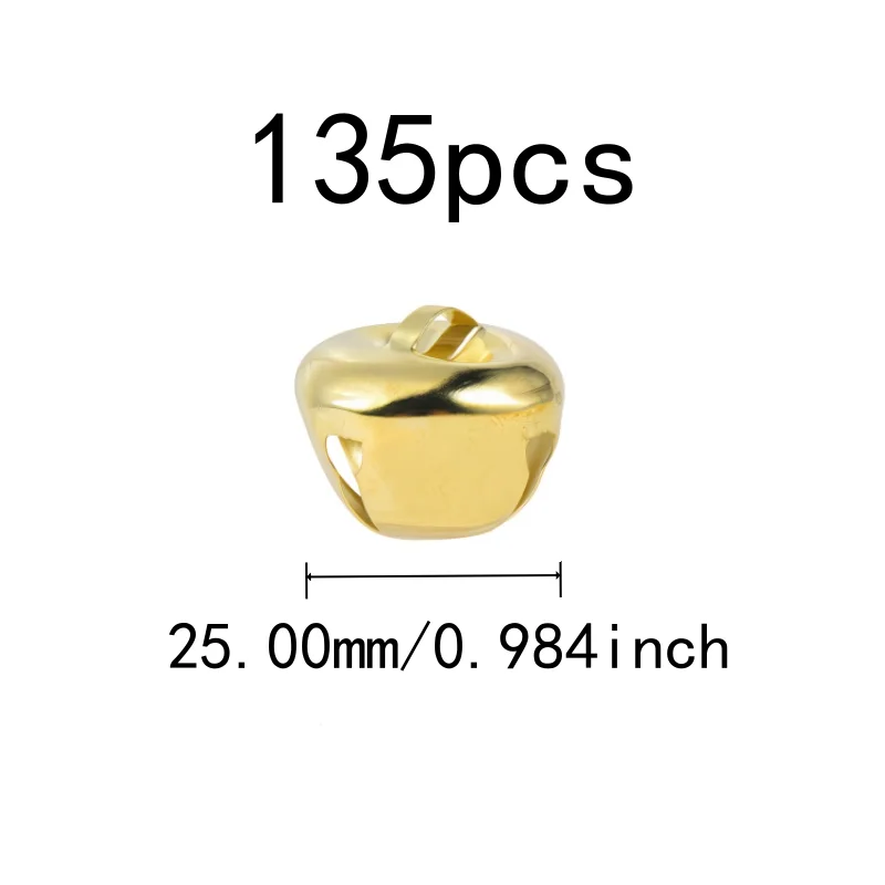 135 pcs 25mm Cross Bells, Clear Crisp Sound for Pet Collar Charm, Small Delicate Size great for Home Hanging Ornament, Gold