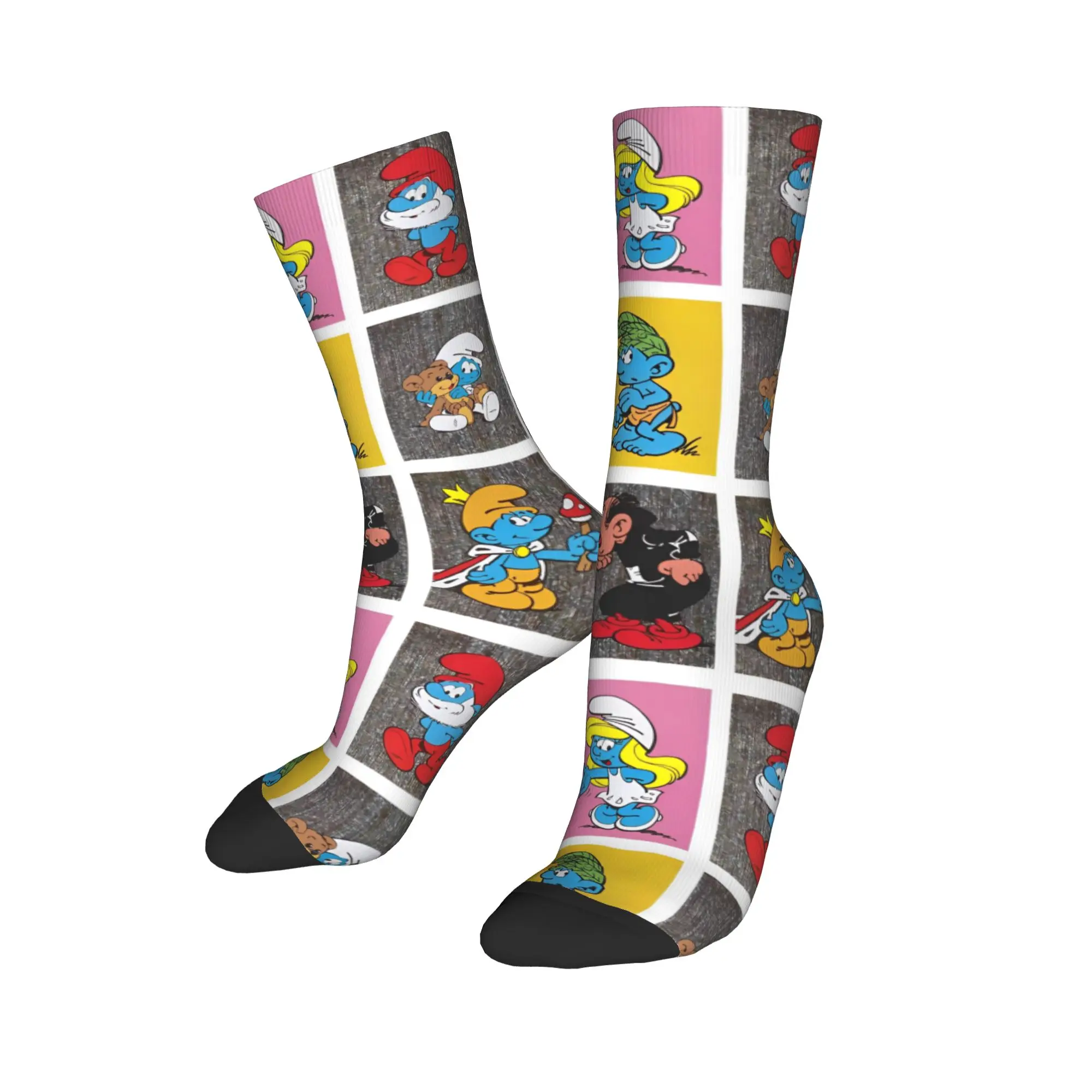 Neue Herrensocken Neuheit Die S-Smurfs Blau Cartoon Anime 90er Jahre Socke Polyester Sport Damen Socken Frühling Sommer Herbst Winter,