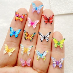 50Pcs Shiny Cute Mini Cartoon Colorful Butterflies Nail Art Resin Flat Back DIY Nail Art Appliques 3D Decorations Jewelry