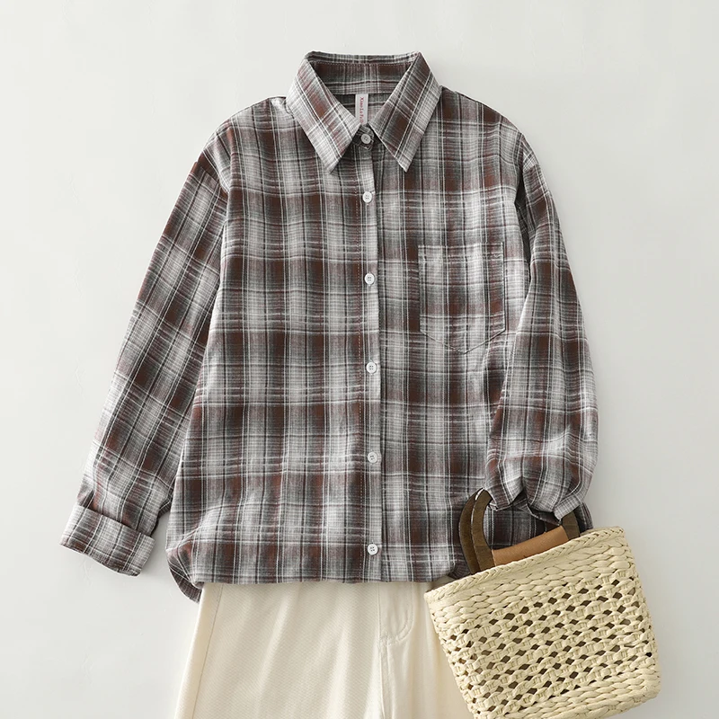 فضفاضة تناسب القطن الكتان irt طويلة Sve منقوشة نمط ربيع الخريف المرأة الملابس الفنية عادية Sle حجم كبير #4