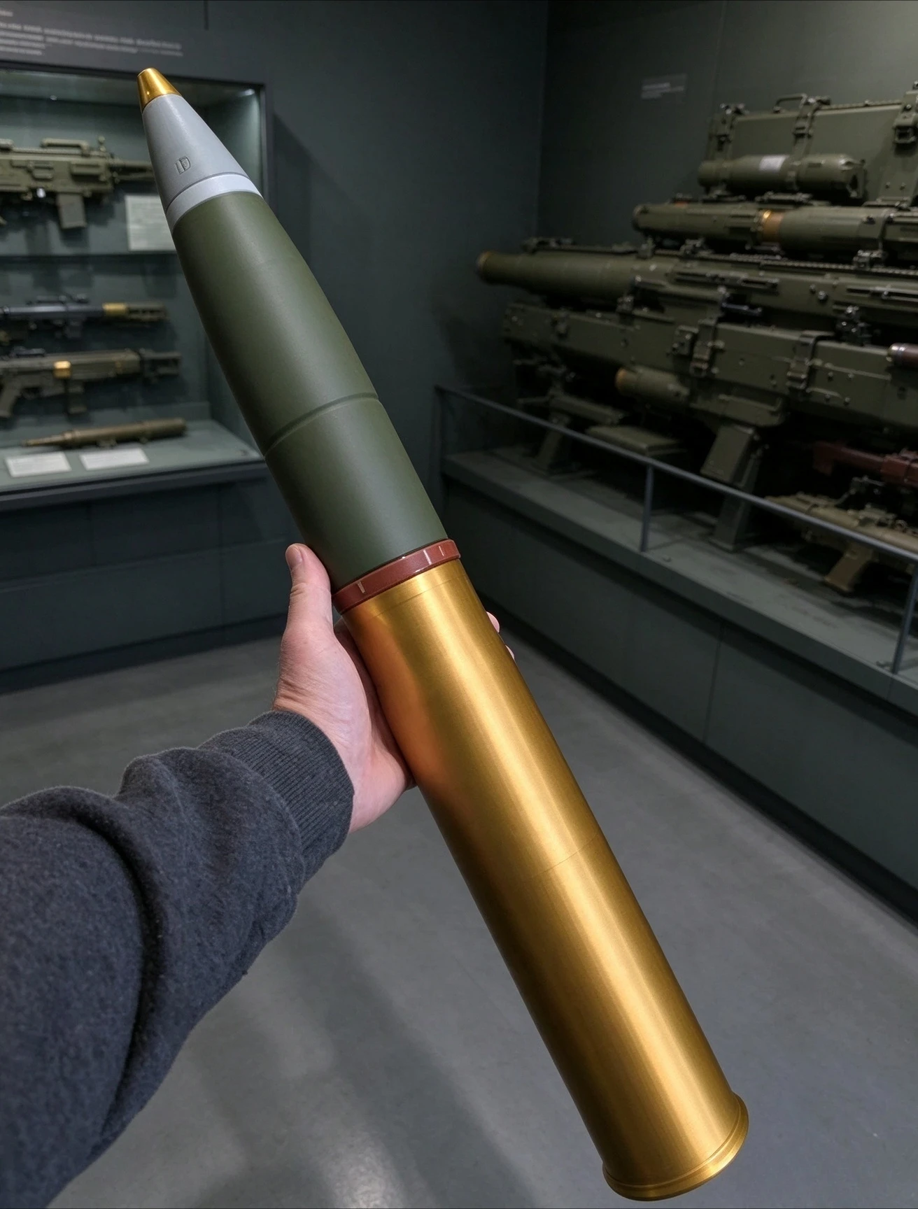 WWII M4 Sherman 75G APC M61 75mm Tank Shell 1:1 Full Scale Replica, Pre-Assembled Static Military Collectible Model