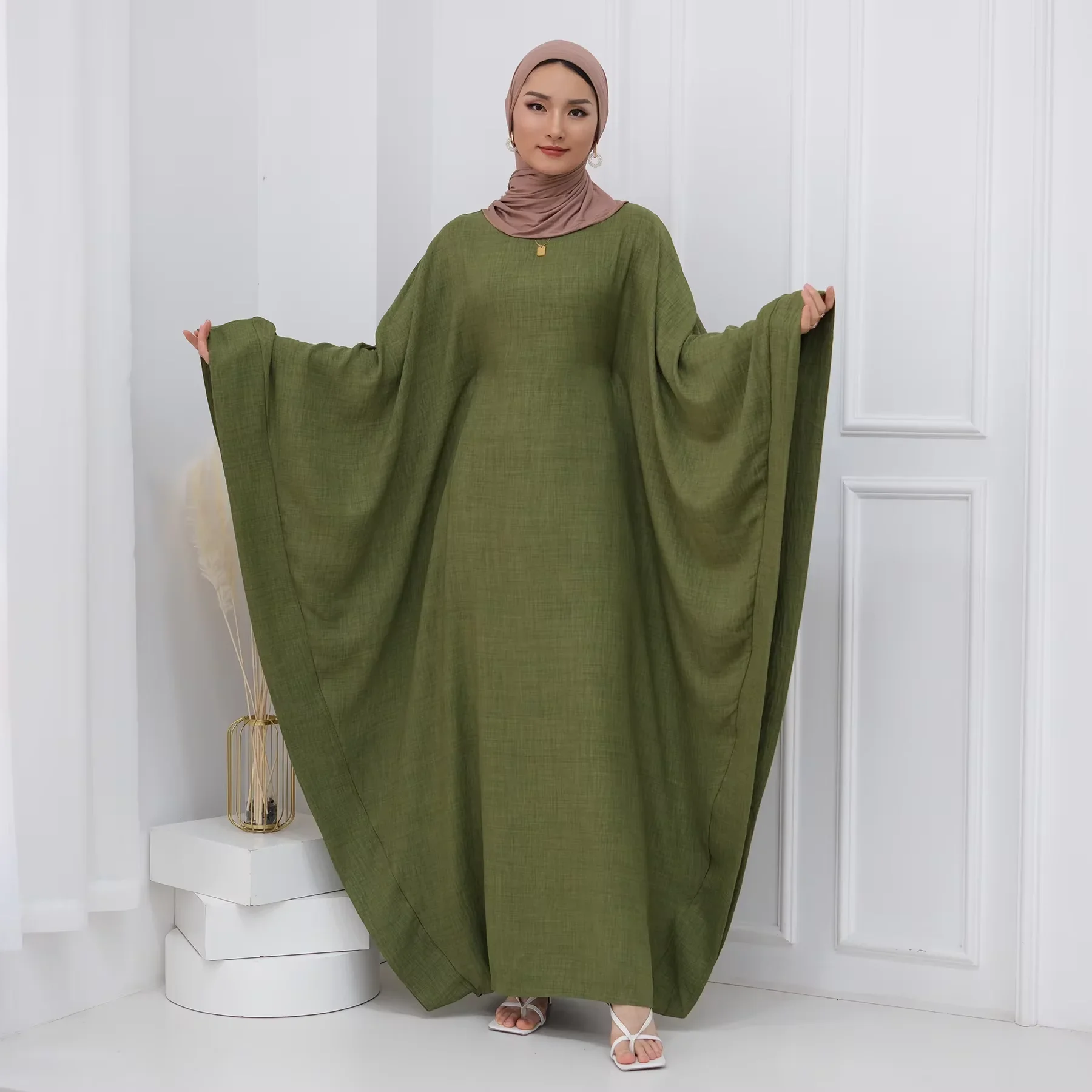 

Eid Ramadan Abayas Modest Batwing Sleeve Prayer Dresses Muslim Women Abaya Saudi Moroccan Kaftan Islam Clothing Kebaya Robe Gown