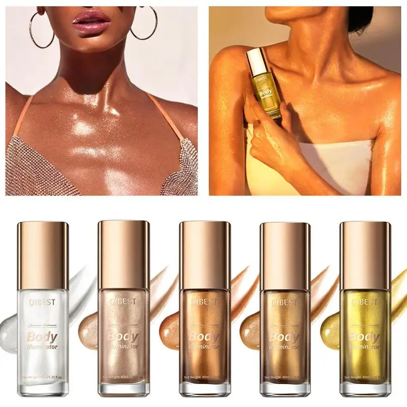 Fashion Body Shimmer Oil High Gloss Glitter Makeup For Face Body Highlight Makeup Moisturizing Waterproof Shimmer Eyeshadow