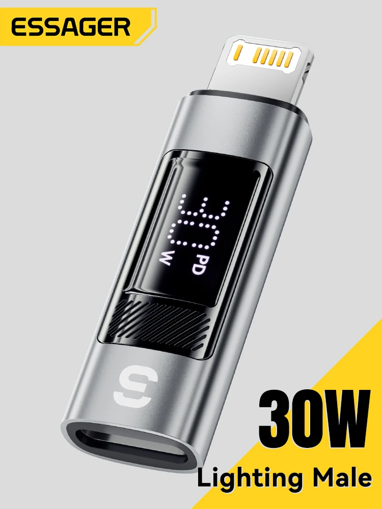 Essager Adapter typu C do Lightning OTG Cyfrowy wyświetlacz Szybkie ładowanie Złącze żeńskie typu C do Lightning męskie dla iPhone 15 14 — 2