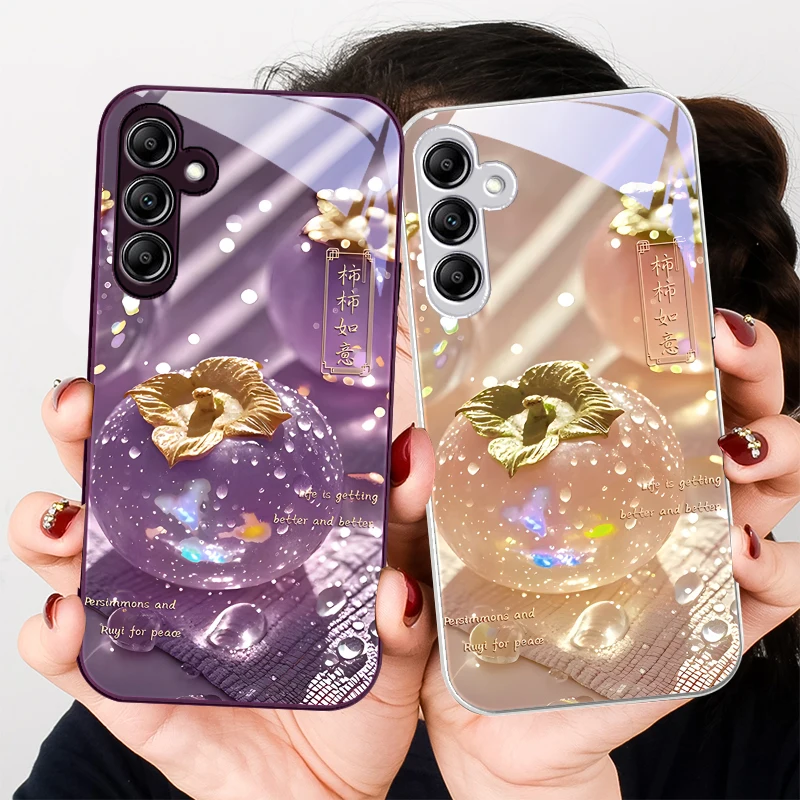 Purple crystal persimmon For Samsung A20 30 22 23 24 25 26 31 32 33 34 35 42 50 51 52 53 54 55 56 70 71 72 73 glass phone case Purple crystal persimmon For Samsung A20 30 22 23 24 25 26 31 32 33 34 35 42 50 51 52 53 54 55 56 70 71 72 73 glass phone case