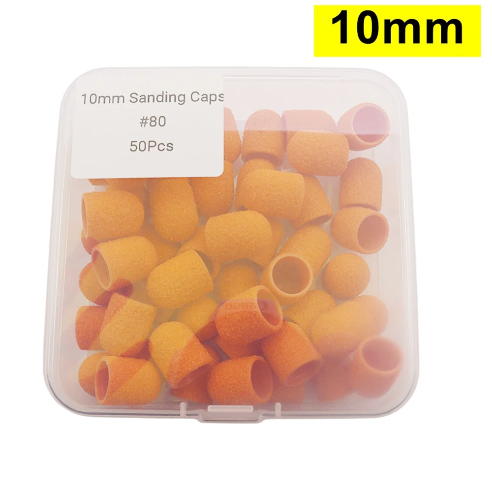 50 Stück orangefarbene Nagelschleifkappen # 80 Stück Hornhautentferner-Hüllen für Pediküre, kompatibel mit Fußfeilen, Maniküre & Pediküre Polieren