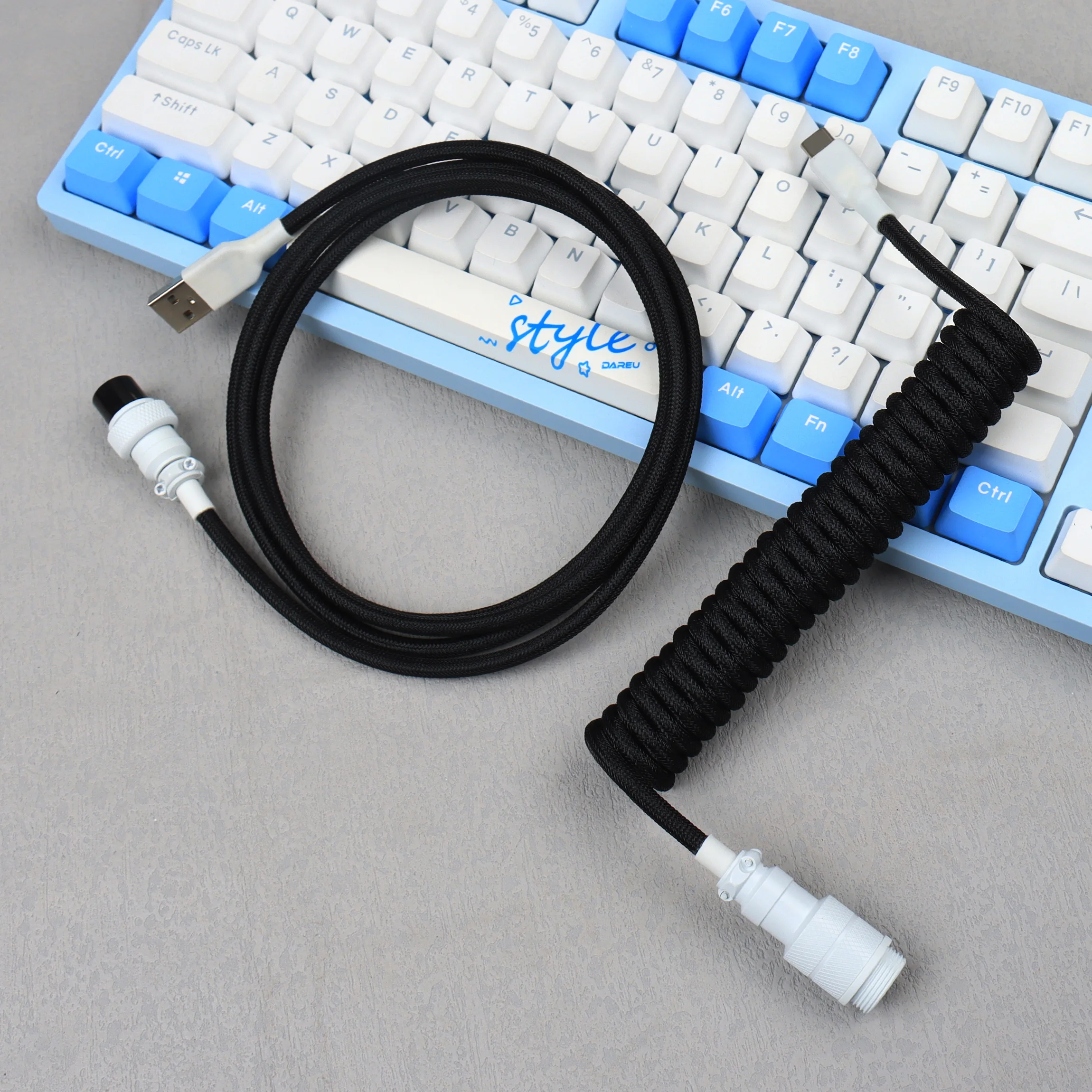 Coiled Aviator Cable Gx16 Usb C Keyboard Spiral Cable Pc Desk Accessories Connector For Pc Accessorie