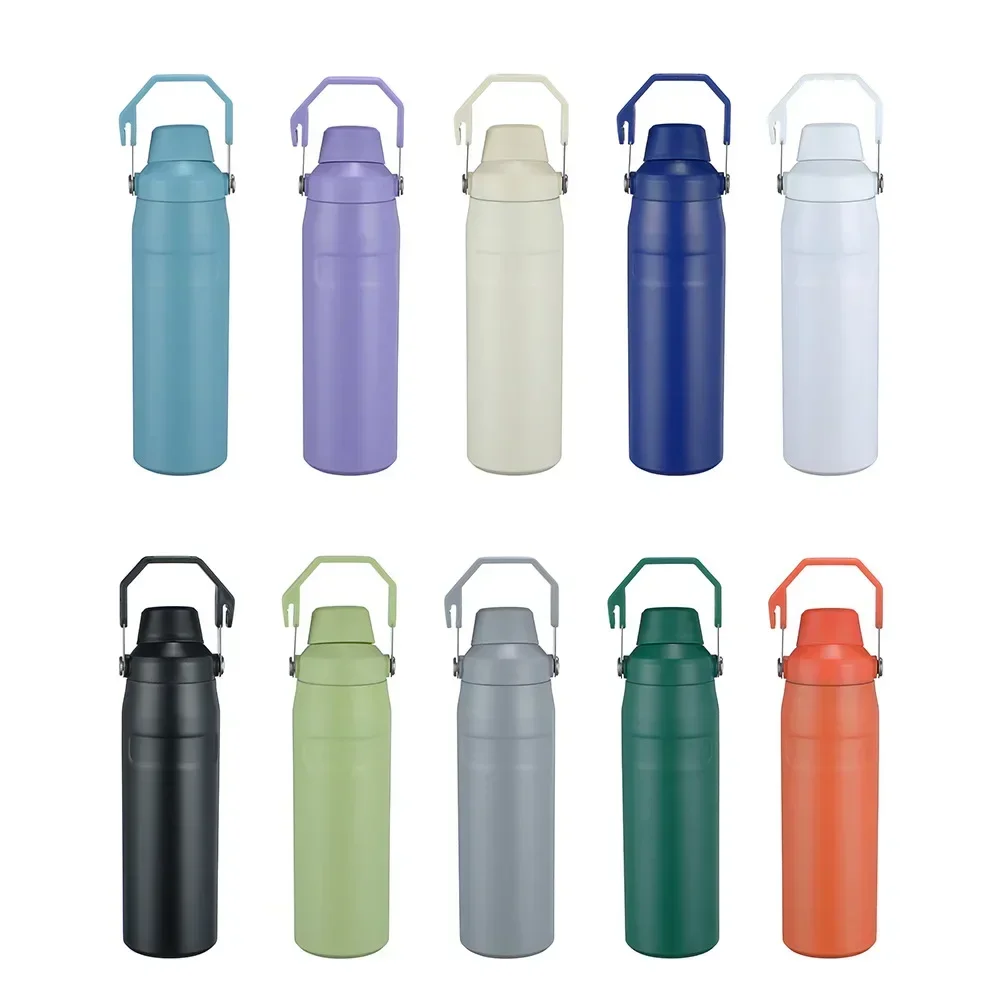 Wholesale Double Wall  travel handle stainless steel thermos flask water bottle insulated water bottle with lid