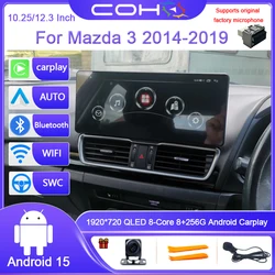 12.3 Inch/10.25 Inch For Mazda 3 2014-2019 Dual System Car Stereo Multimidia Car Radio Android 15 Octa Core 8G+256G GPS 4G WIFI