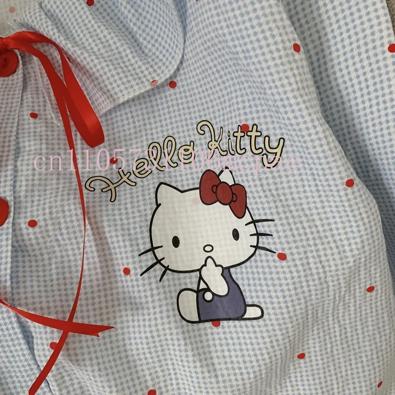 Cozy Big Size Pajama Set for Women Ruffle Long Sleeve Top with Bow and Pants Cute Loungewear LoosePijama Hello Kitty Mujer 5XL