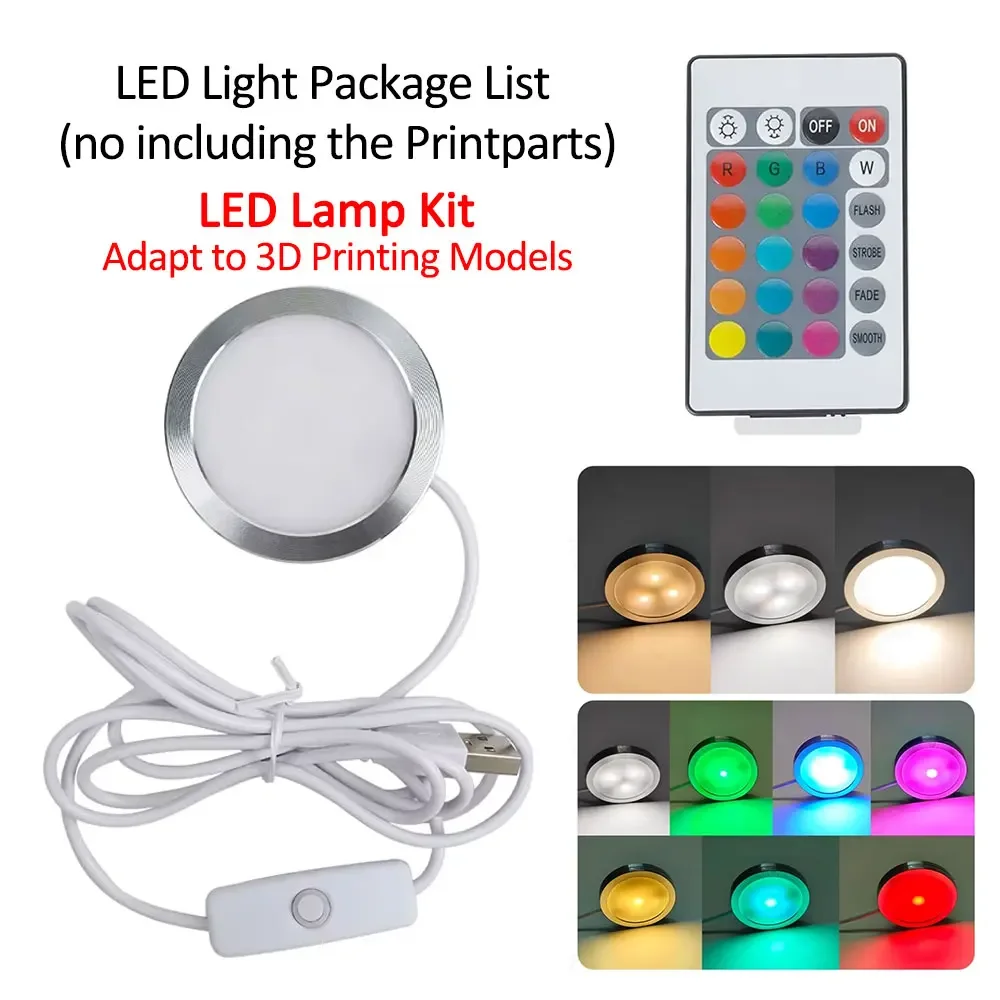 For Bambu Lab Led Lamp Kit Adjustable Light Kit Led Light Parts Hardware DIY Model RGB/White/Cold/Warm Light Without Lamp Shell