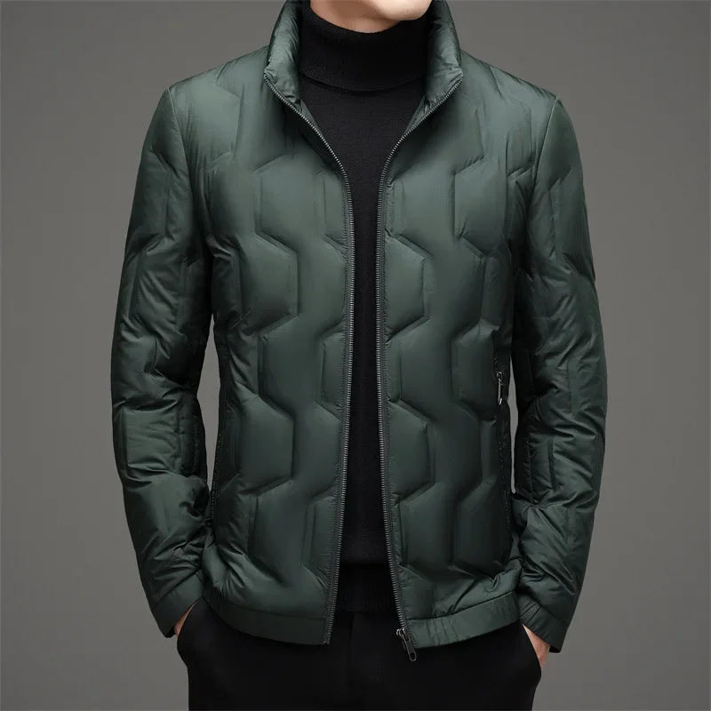 

High-Quality 90% White Duck Down Coat for Men Winter Lightweight Warm Stand Collar Down Jacket Men Korean Puffer Jackets JK-015