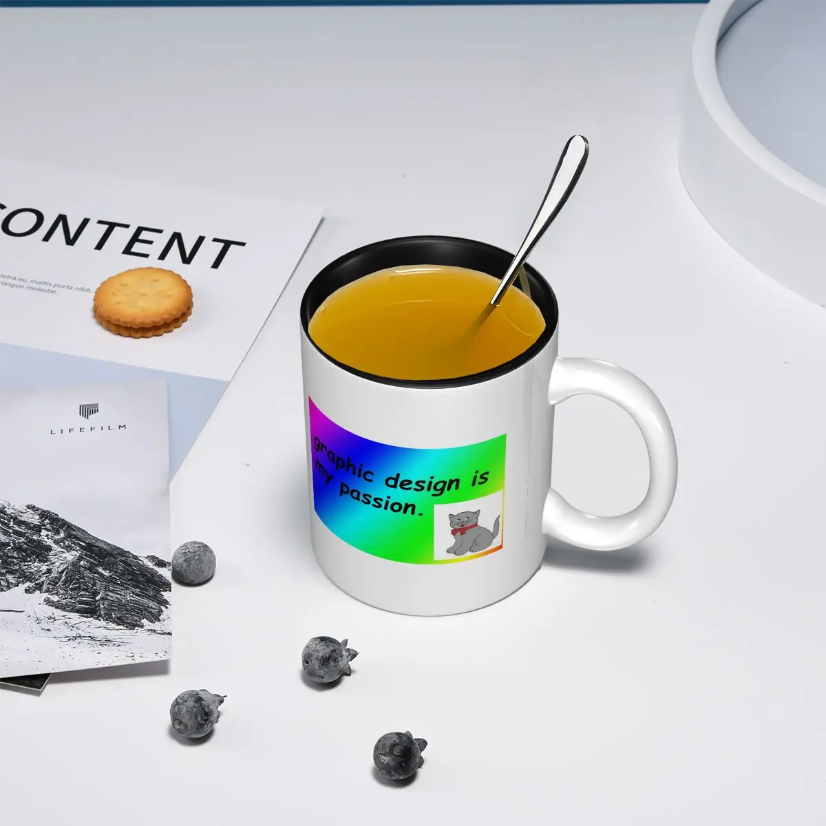 Graphic Design Is My Passion Rainbow Comic Sans Mug Funny Ceramic Coffee Cups Tea Mugs Milk Cup Drinkware Gift for Friends