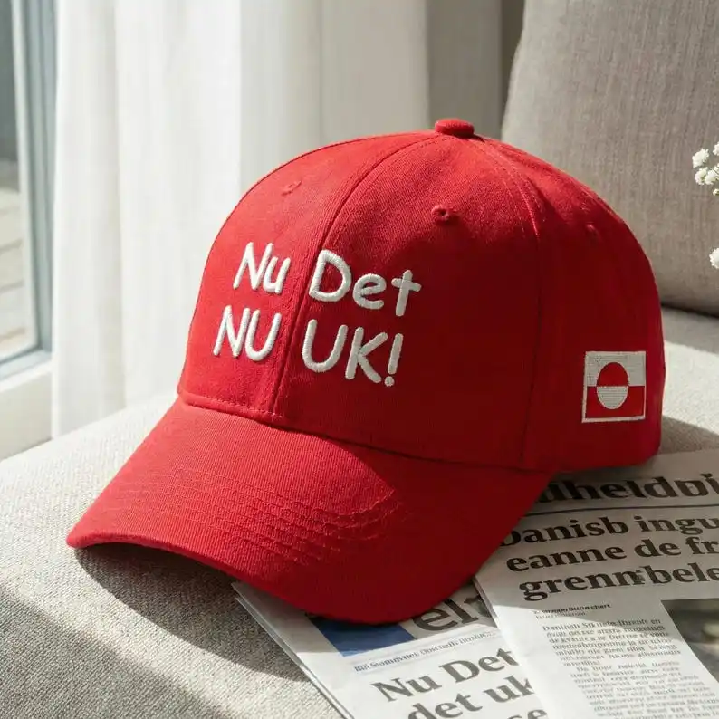 Nu det NUUK! Hat – Embroidered Greenland Flag Structured Twill Flex Fit Closed Back Cap
