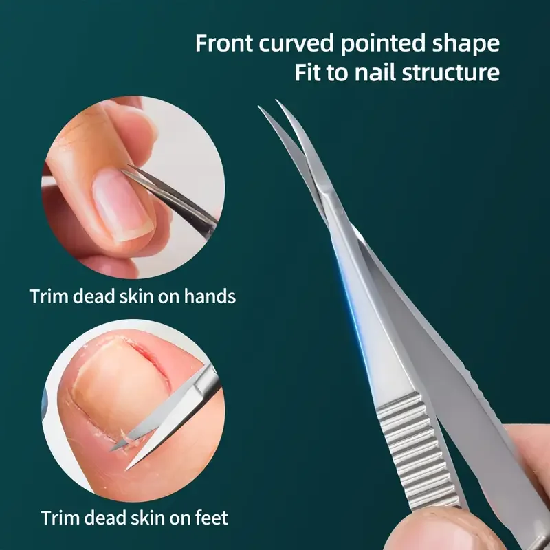1 szt. Profesjonalny przyrząd do usuwania martwego naskórka ze stali nierdzewnej, nożyczki do brwi, trwałe, zakrzywione, z krzyżowym ostrzem, narzędzia do pielęgnacji paznokci i upiększania.